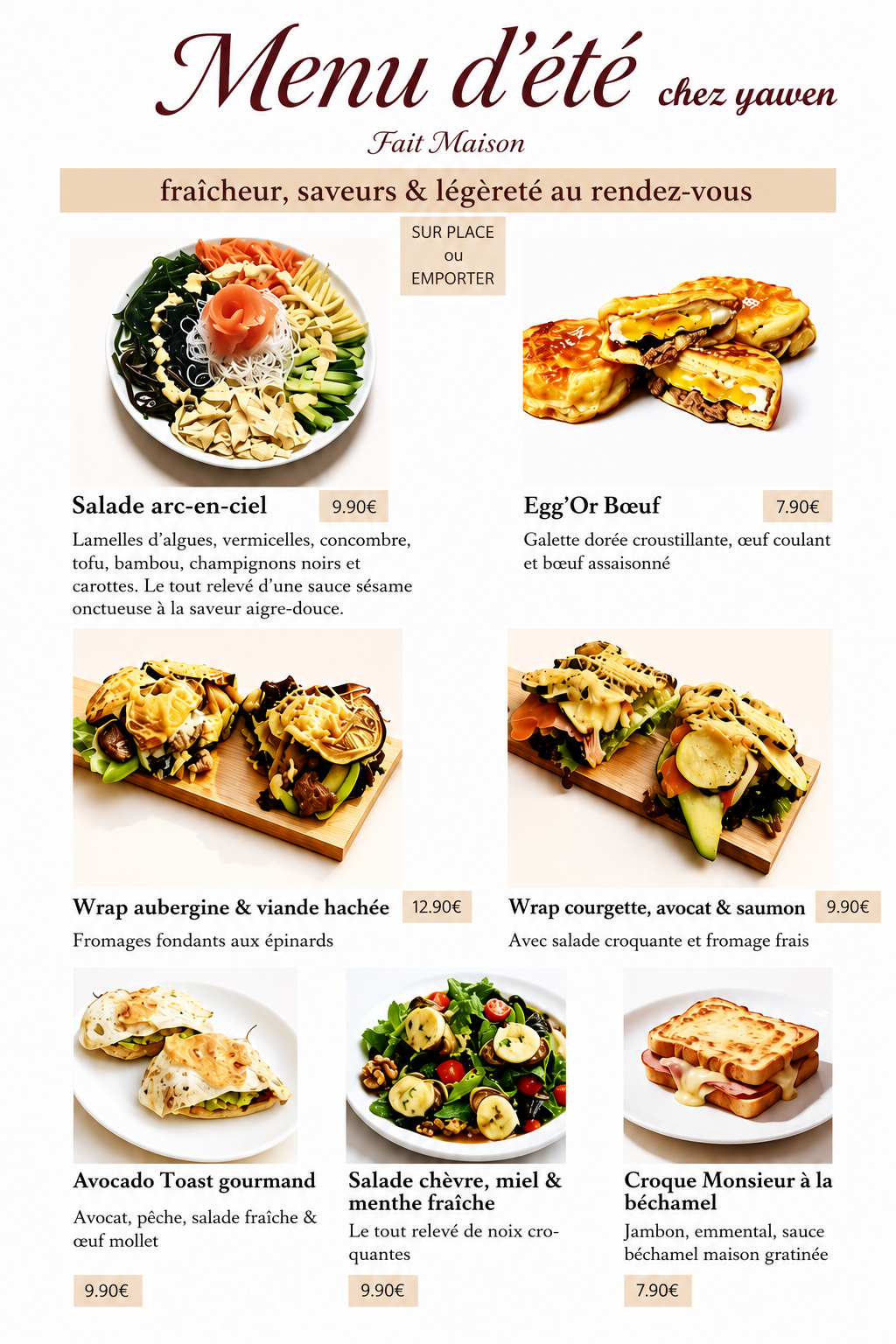 Menu salé — salades et wraps